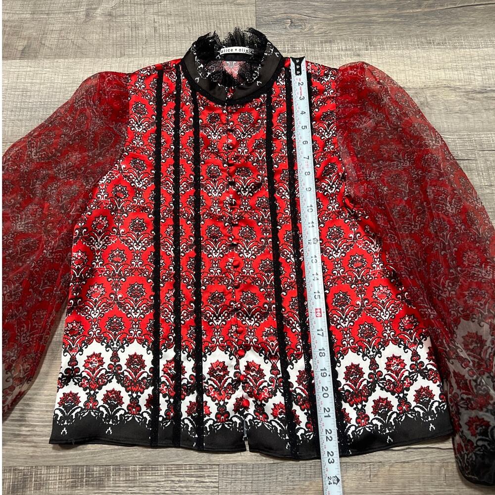 Alice + Olivia Red and Black Button Down Shirt - Picture 6 of 7
